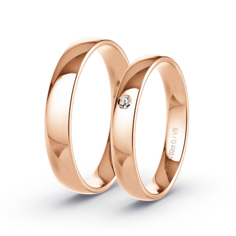 Wedding Rings 14ct Rose Gold - 0.02ct Diamonds - Model N°1004