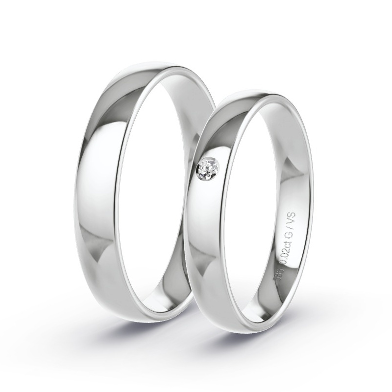 Wedding Rings 14ct White Gold - 0.02ct Diamonds - Model N°1004