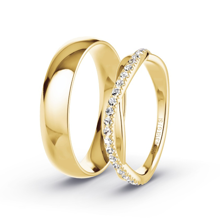 Obrączki ślubne Żółte złoto 585 - 0.31 ct diamentem - Model N°1020