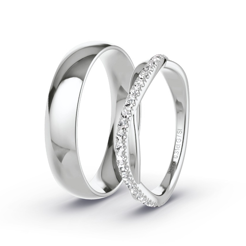 Wedding Rings 950 Palladium - 0.31ct Diamonds - Model N°1020