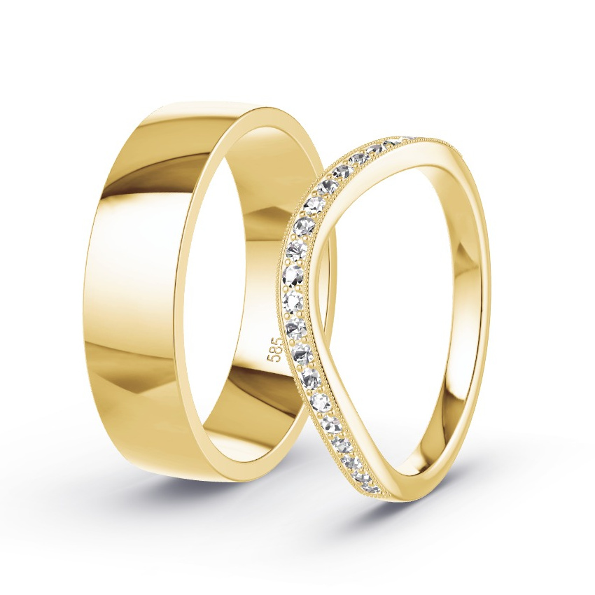 Trauringe Gelbgold - 0.23 ct. Diamanten - Modell N°1036 Trauringe Gelbgold - 0.23 ct. Diamanten - Modell N°1036