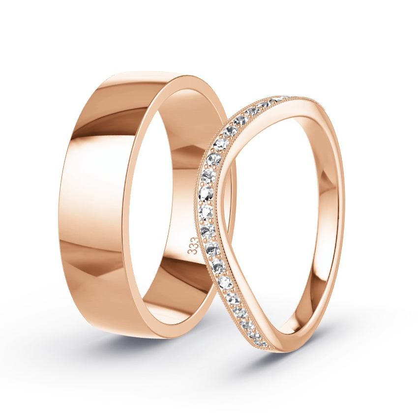 Trauringe Rotgold - 0.23 ct. Diamanten - Modell N°1036 Trauringe Rotgold - 0.23 ct. Diamanten - Modell N°1036