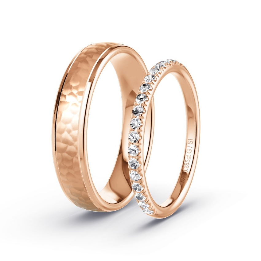 Trauringe Rotgold - 0.285 ct. Diamanten - Modell N°1045 Trauringe Rotgold - 0.285 ct. Diamanten - Modell N°1045