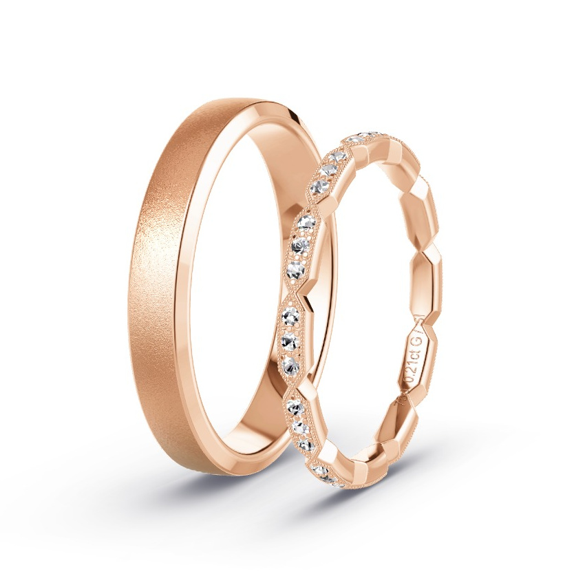 Trauringe Rosegold - 0.21 ct. Diamanten - Modell N°1058