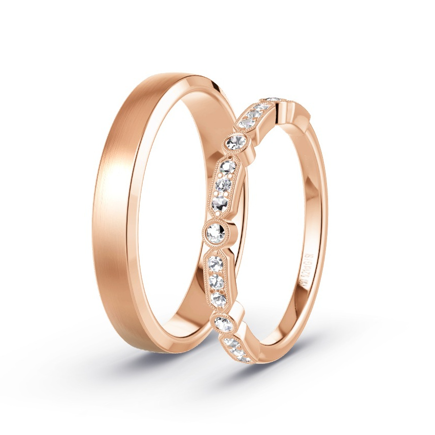Trauringe Rosegold - 0.21 ct. Diamanten - Modell N°1059