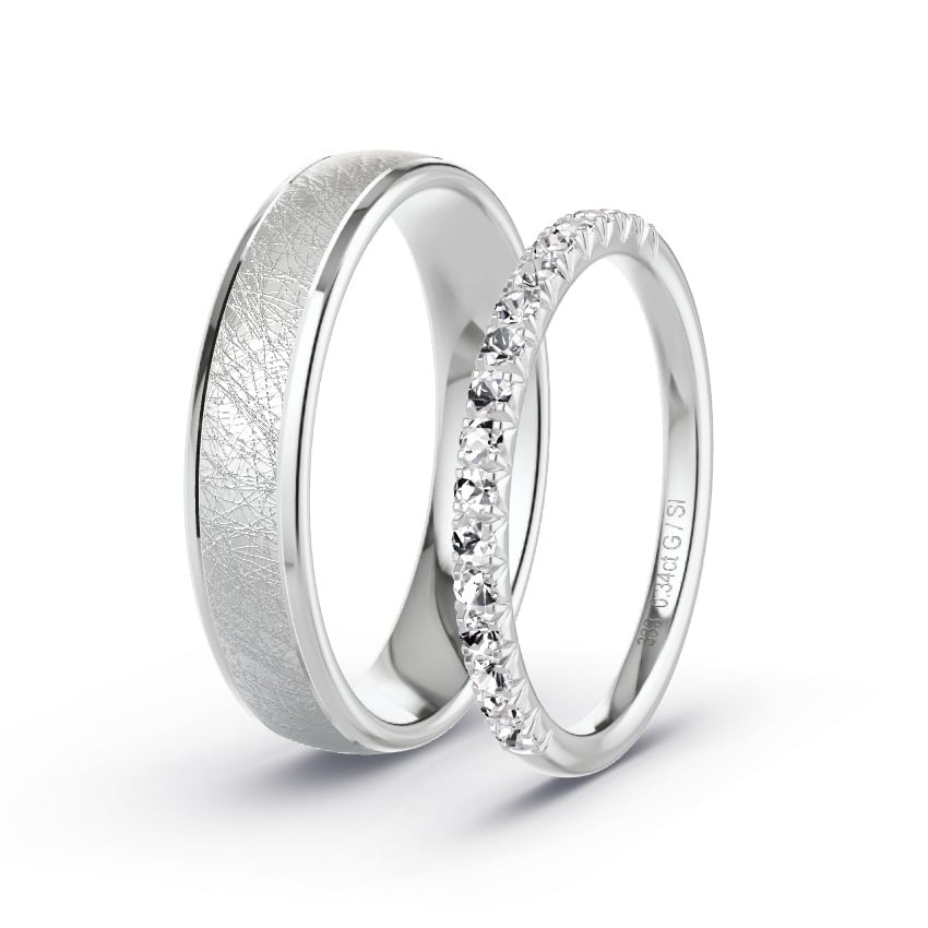 Trauringe Weissgold - 0.34 ct. Diamanten - Modell N°1078