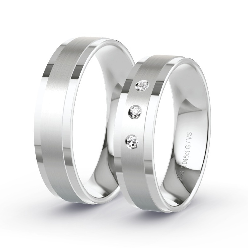 Trauringe Weissgold - 0.045 ct. Diamanten - Modell N°1102 Trauringe Weissgold - 0.045 ct. Diamanten - Modell N°1102