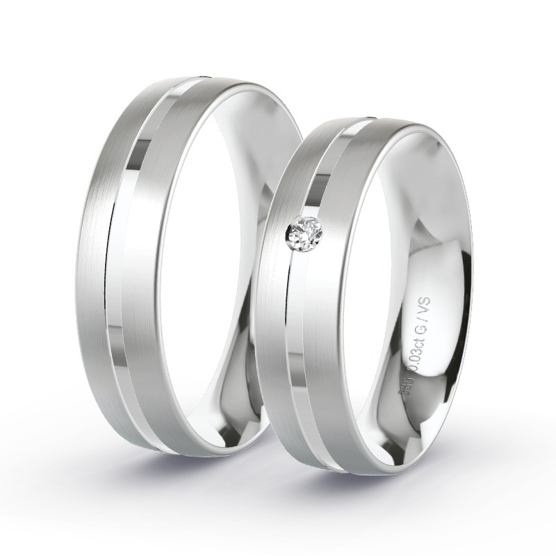 Trauringe Weissgold - 0.03 ct. Diamanten - Modell N°1103 Trauringe Weissgold - 0.03 ct. Diamanten - Modell N°1103
