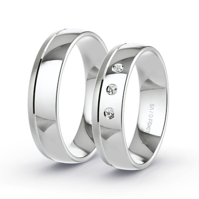 Trauringe Silber - 0.045 ct. Diamanten - Modell N°1109 Trauringe Silber - 0.045 ct. Diamanten - Modell N°1109