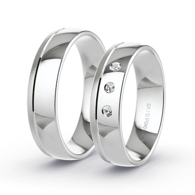 Trauringe Weissgold - 0.045 ct. Diamanten - Modell N°1109 Trauringe Weissgold - 0.045 ct. Diamanten - Modell N°1109