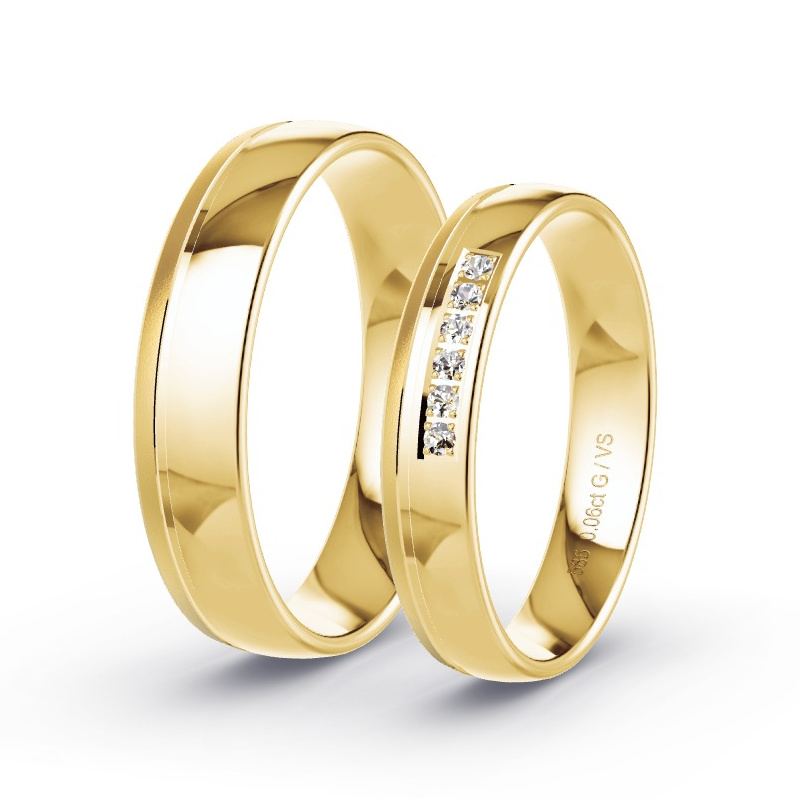 Wedding Rings 14ct Yellow Gold - 0.06ct Diamonds - Model N°1212