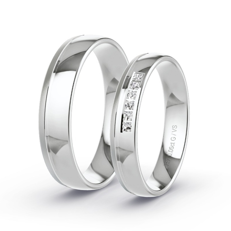 Wedding Rings 14ct White Gold - 0.06ct Diamonds - Model N°1212