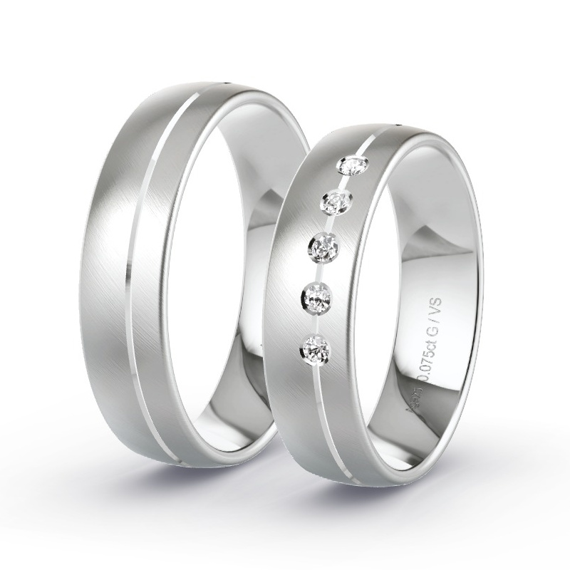 Trauringe Silber - 0.075 ct. Diamanten - Modell N°1305 Trauringe Silber - 0.075 ct. Diamanten - Modell N°1305