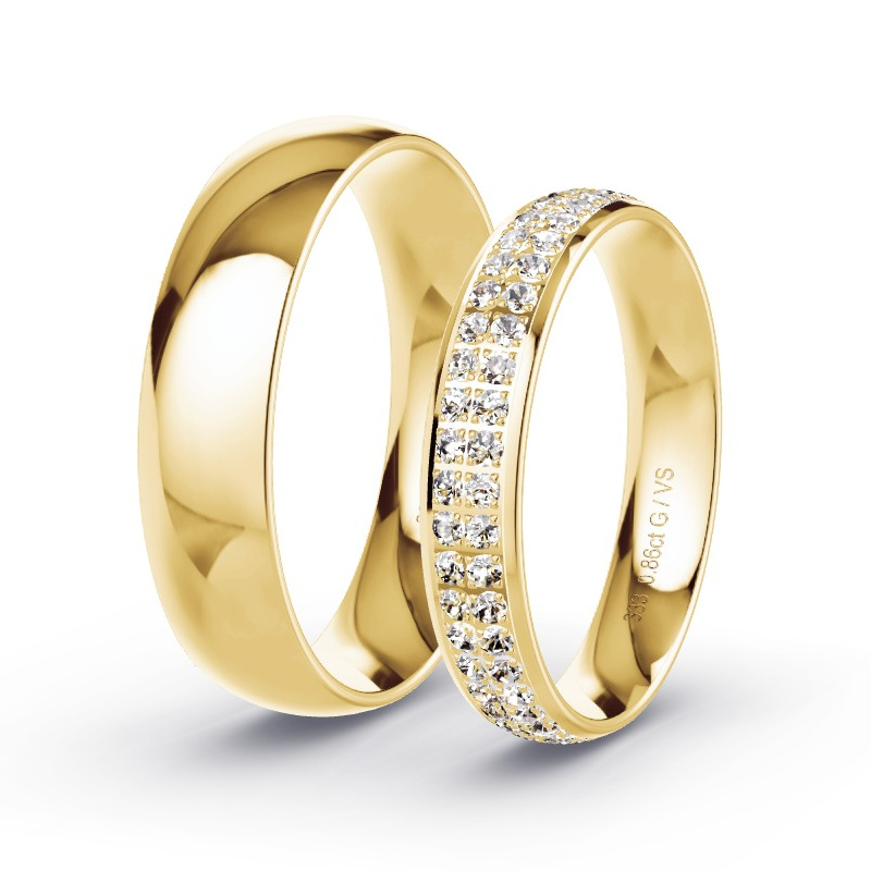 Obrączki ślubne Żółte złoto 333 - 0.88 ct diamentem - Model N°1505