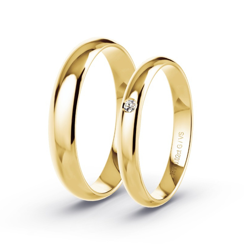 Obrączki ślubne Żółte złoto 585 - 0.02 ct diamentem - Model N°1607