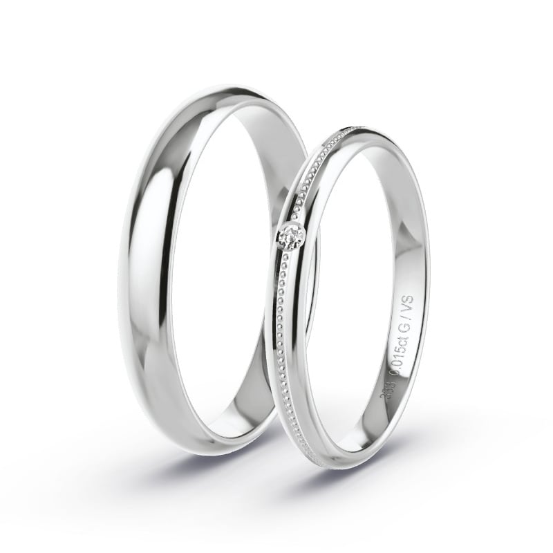 Trauringe Weissgold - 0.015 ct. Diamanten - Modell N°1614