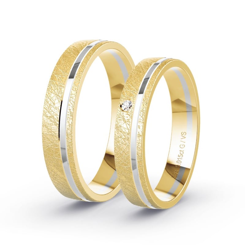 Trauringe Gelbgold/Weissgold - 0.015 ct. Diamanten - Modell N°1622