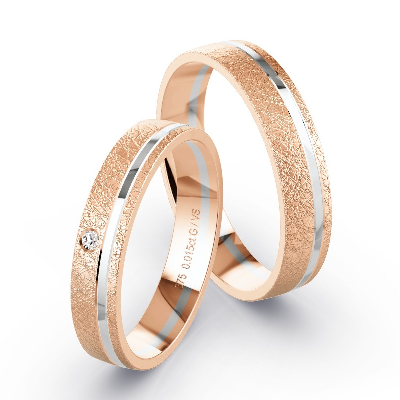 Theia Ehering Aus 9 Karat Weiß- & Roségold – Court Shape, 6-7 Mm Breite | Mattierte Mitte, Oval Kanten