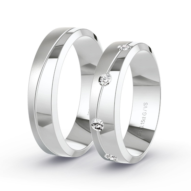 Trauringe Weissgold - 0.18 ct. Diamanten - Modell N°1624 Trauringe Weissgold - 0.18 ct. Diamanten - Modell N°1624