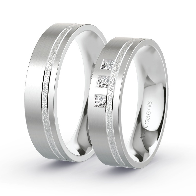 Trauringe Silber - 0.12 ct. Diamanten - Modell N°1625 Trauringe Silber - 0.12 ct. Diamanten - Modell N°1625
