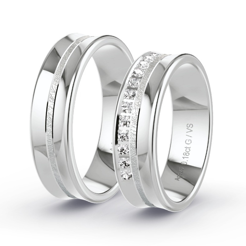 Trauringe Silber - 0.195 ct. Diamanten - Modell N°1630 Trauringe Silber - 0.195 ct. Diamanten - Modell N°1630