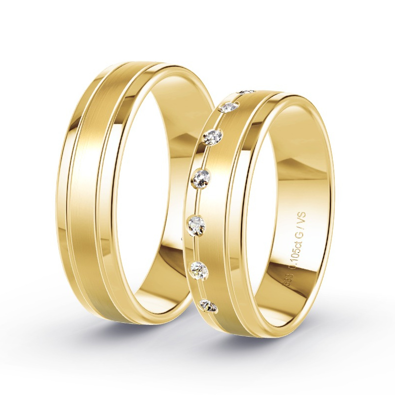 Trauringe Gelbgold - 0.105 ct. Diamanten - Modell N°1633 Trauringe Gelbgold - 0.105 ct. Diamanten - Modell N°1633