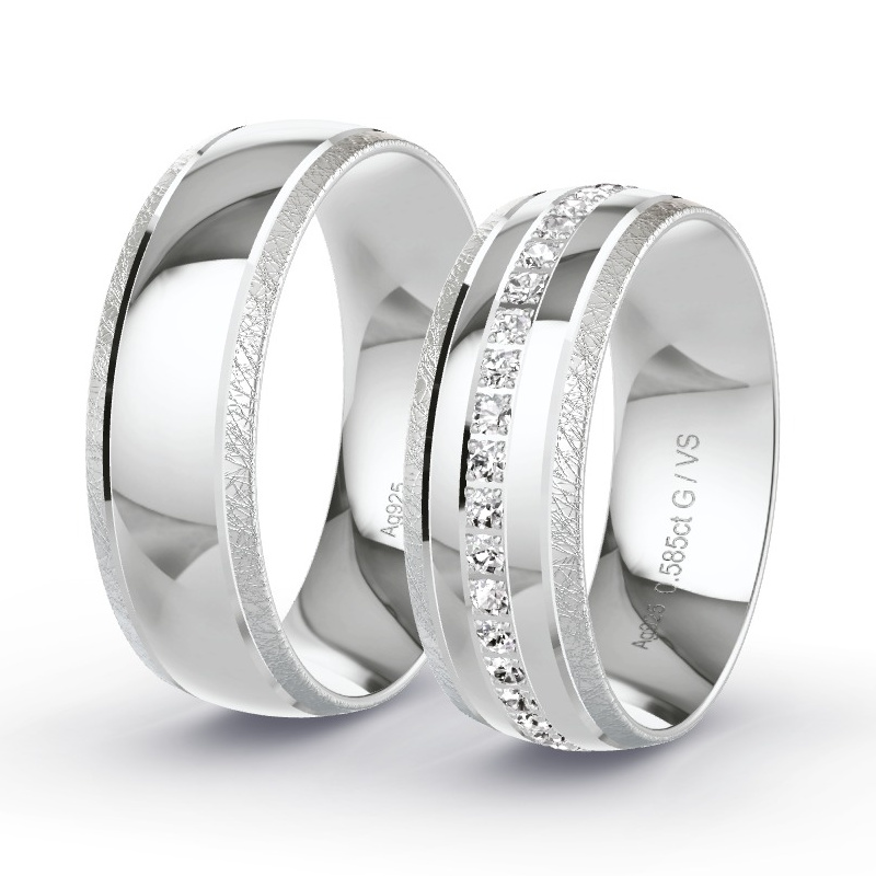 Trauringe Silber - 0.585 ct. Diamanten - Modell N°1634 Trauringe Silber - 0.585 ct. Diamanten - Modell N°1634