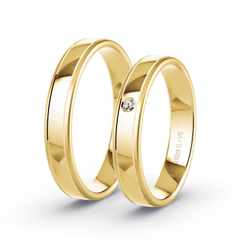 Wedding Rings 14ct Yellow Gold - 0.02ct Diamonds - Model N°1641