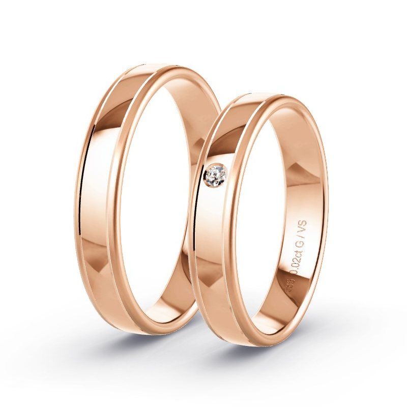Wedding Rings 14ct Rose Gold - 0.02ct Diamonds - Model N°1641