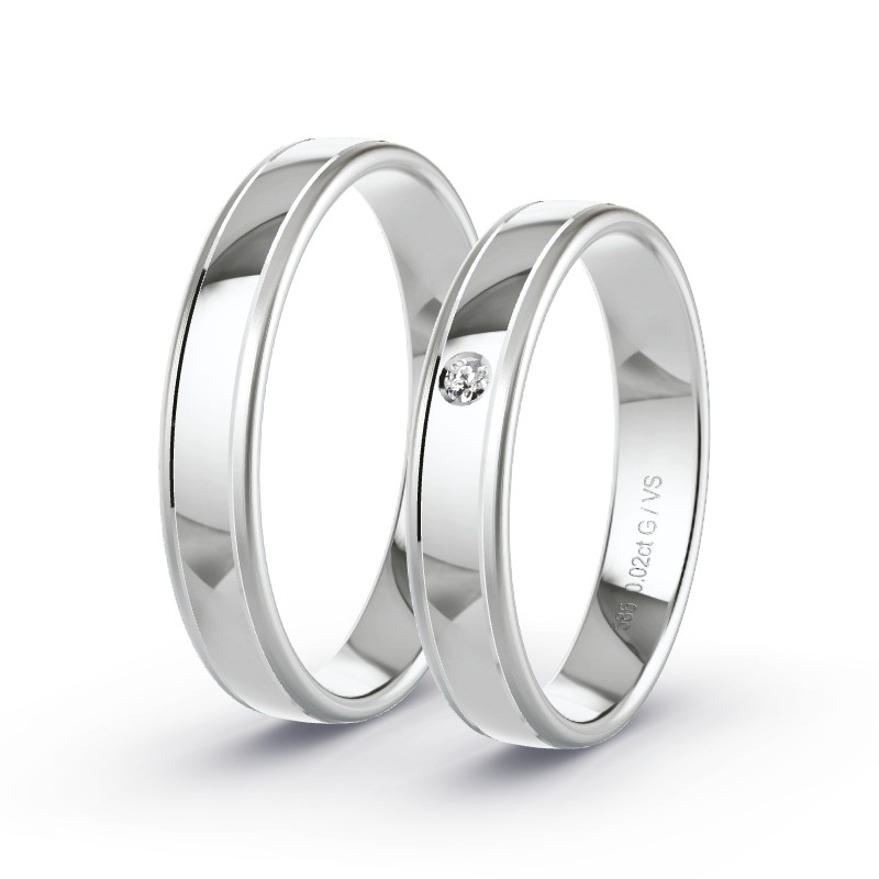 Wedding Rings 14ct White Gold - 0.02ct Diamonds - Model N°1641