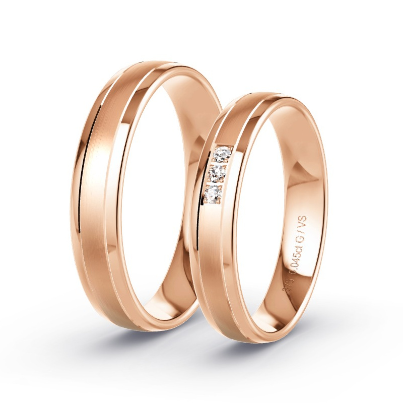 Wedding Rings 9ct Rose Gold - 0.045ct Diamonds - Model N°1642