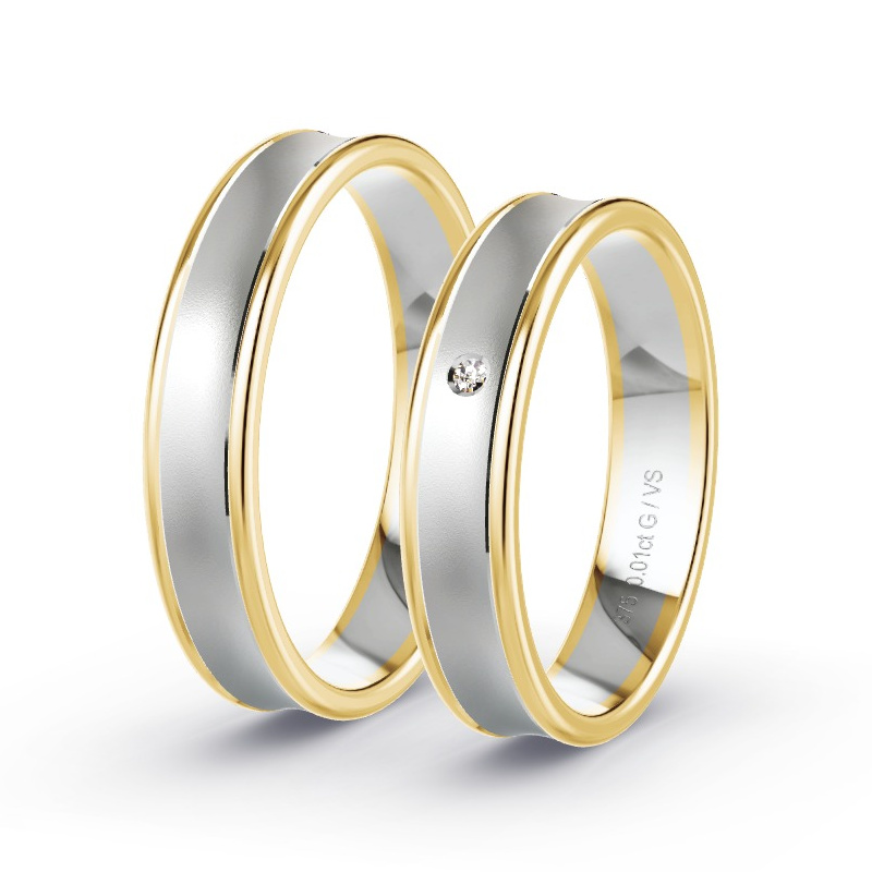 Wedding Rings 9ct Yellow Gold/White Gold - 0.015ct Diamonds - Model N°1645