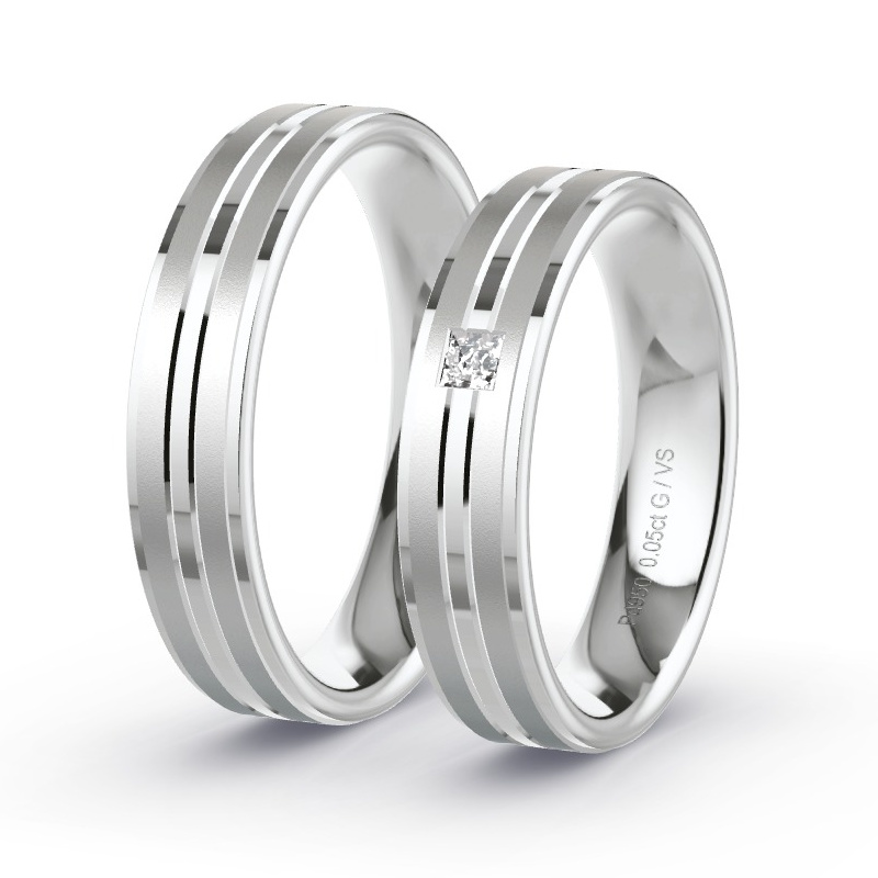 Trauringe Palladium - 0.05 ct. Diamanten - Modell N°1653 Trauringe Palladium - 0.05 ct. Diamanten - Modell N°1653