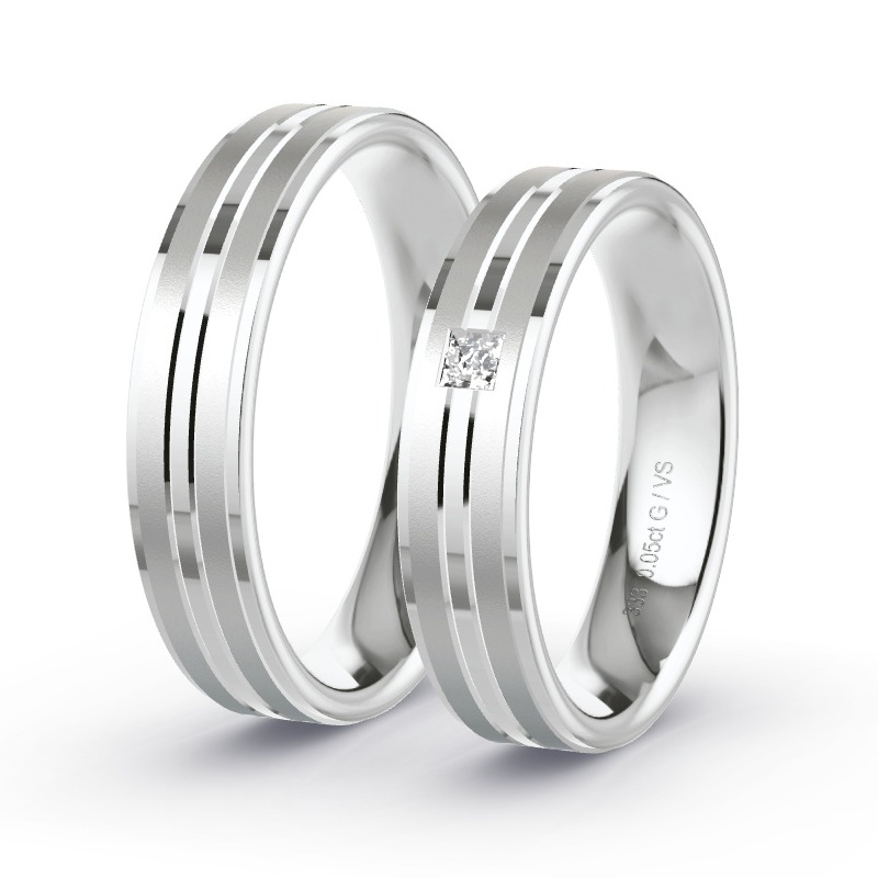 Trauringe Weissgold - 0.05 ct. Diamanten - Modell N°1653 Trauringe Weissgold - 0.05 ct. Diamanten - Modell N°1653
