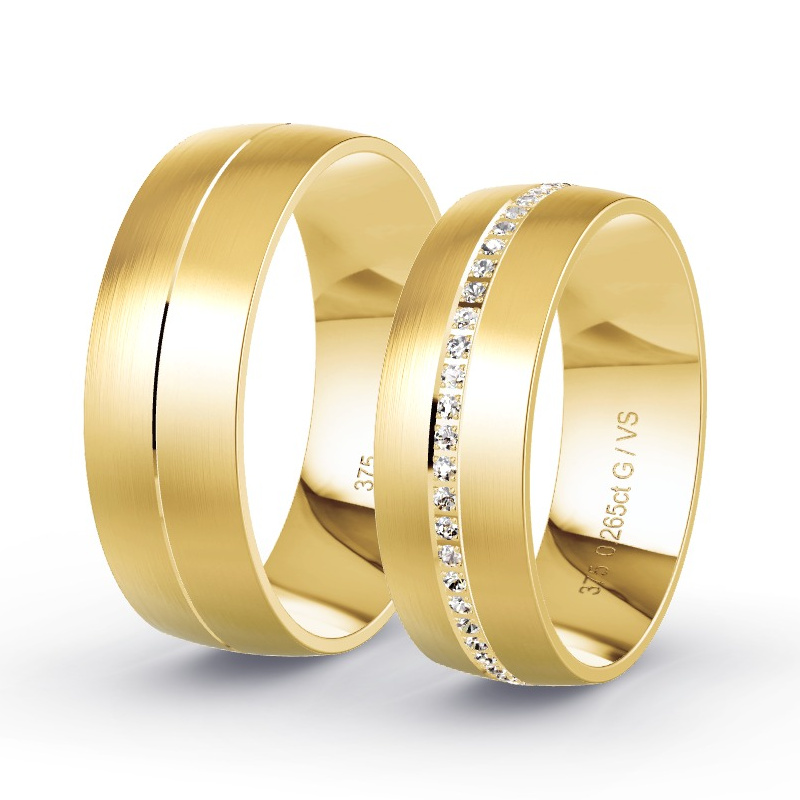Wedding Rings 9ct Yellow Gold - 0.28ct Diamonds - Model N°1664