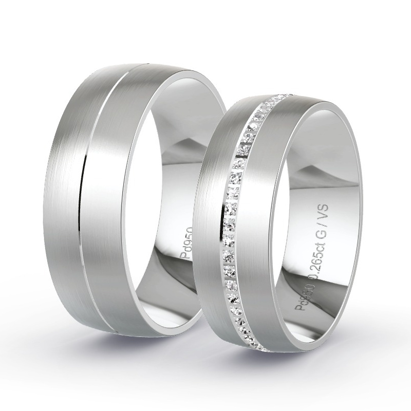 Trauringe Palladium - 0.265 ct. Diamanten - Modell N°1664 Trauringe Palladium - 0.265 ct. Diamanten - Modell N°1664