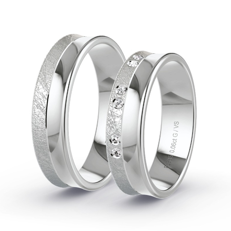 Trauringe Palladium - 0.06 ct. Diamanten - Modell N°1671