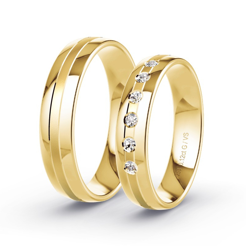 Trauringe Gelbgold - 0.12 ct. Diamanten - Modell N°1675 Trauringe Gelbgold - 0.12 ct. Diamanten - Modell N°1675