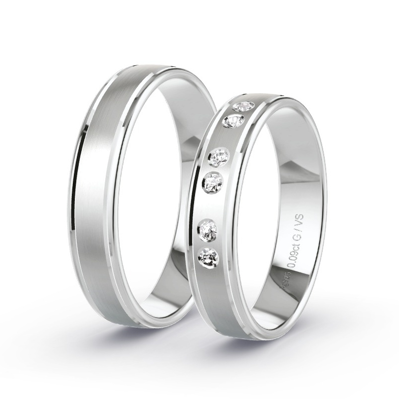 Trauringe Silber - 0.09 ct. Diamanten - Modell N°1685 Trauringe Silber - 0.09 ct. Diamanten - Modell N°1685