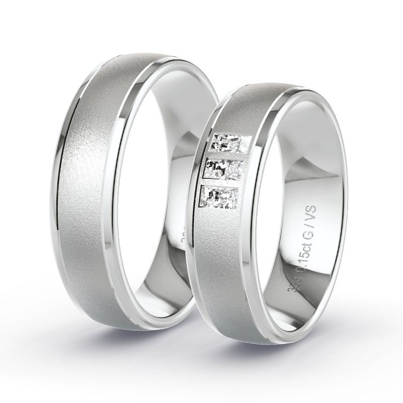 Trauringe Weissgold - 0.15 ct. Diamanten - Modell N°1695 Trauringe Weissgold - 0.15 ct. Diamanten - Modell N°1695