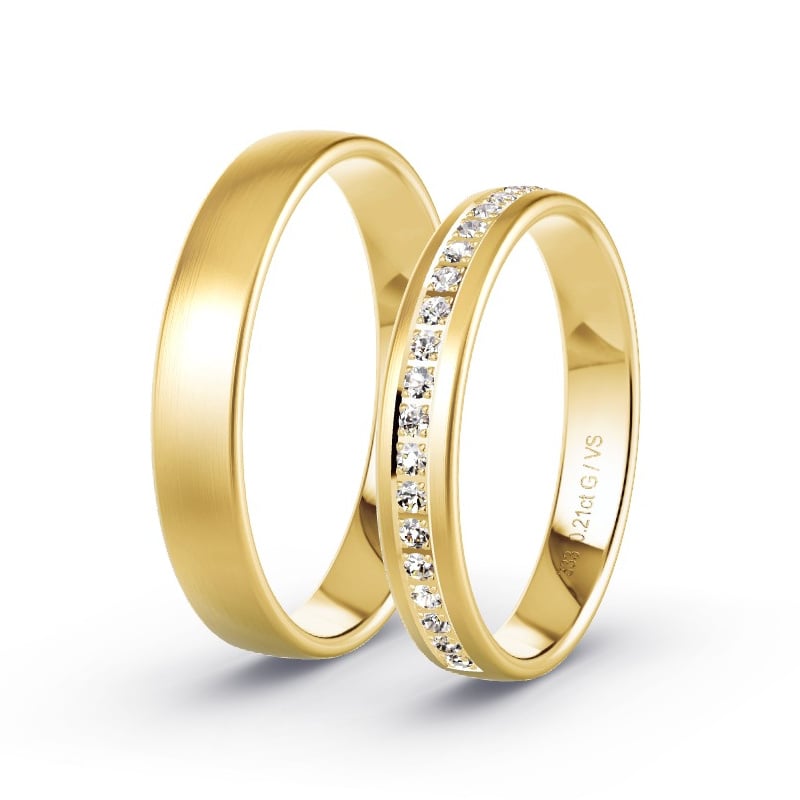 Obrączki ślubne Żółte złoto 333 - 0.21 ct diamentem - Model N°1701