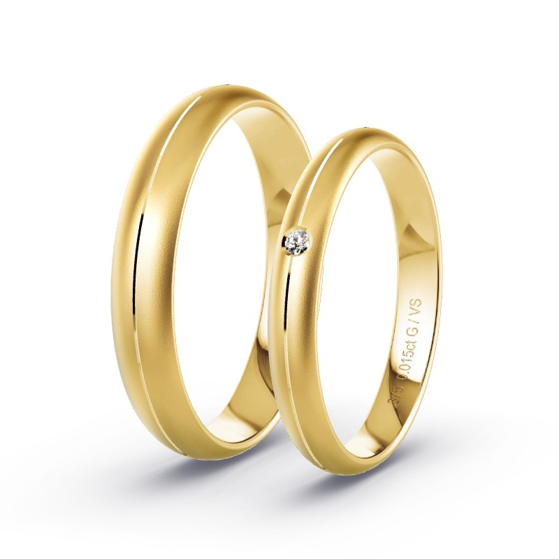 Trauringe Gelbgold - 0.015 ct. Diamanten - Modell N°1704