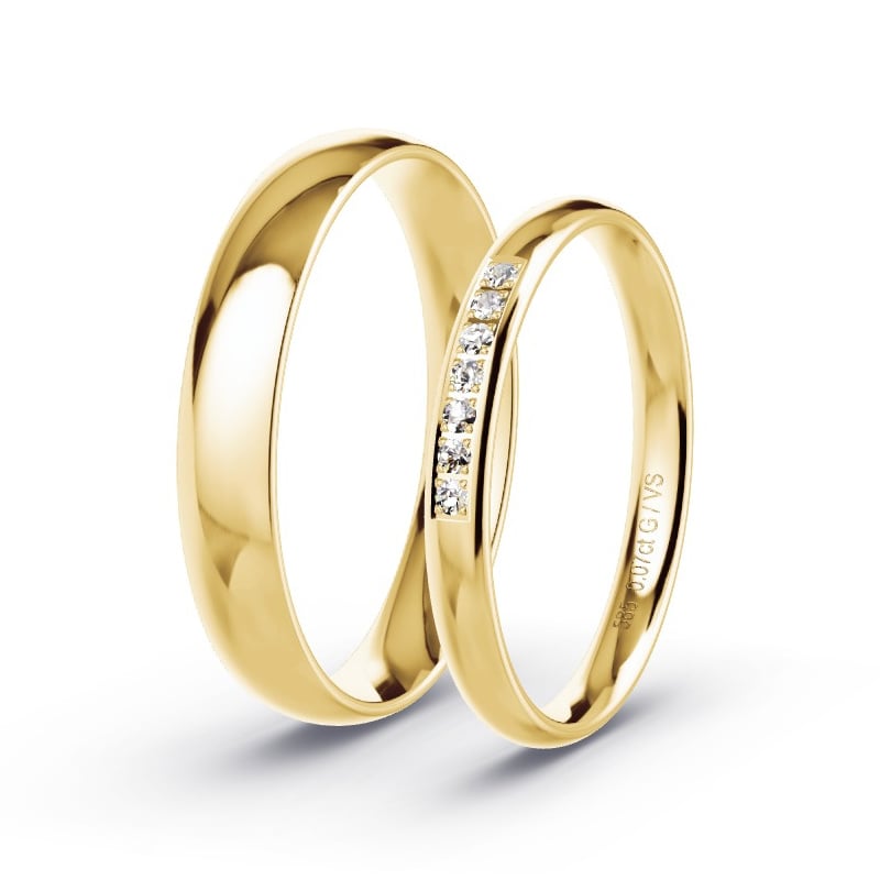 Obrączki ślubne Żółte złoto 585 - 0.07 ct diamentem - Model N°1708