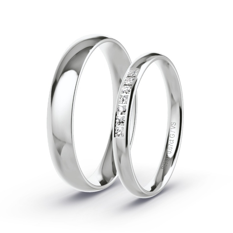 Wedding Rings 950 Palladium - 0.07ct Diamonds - Model N°1708