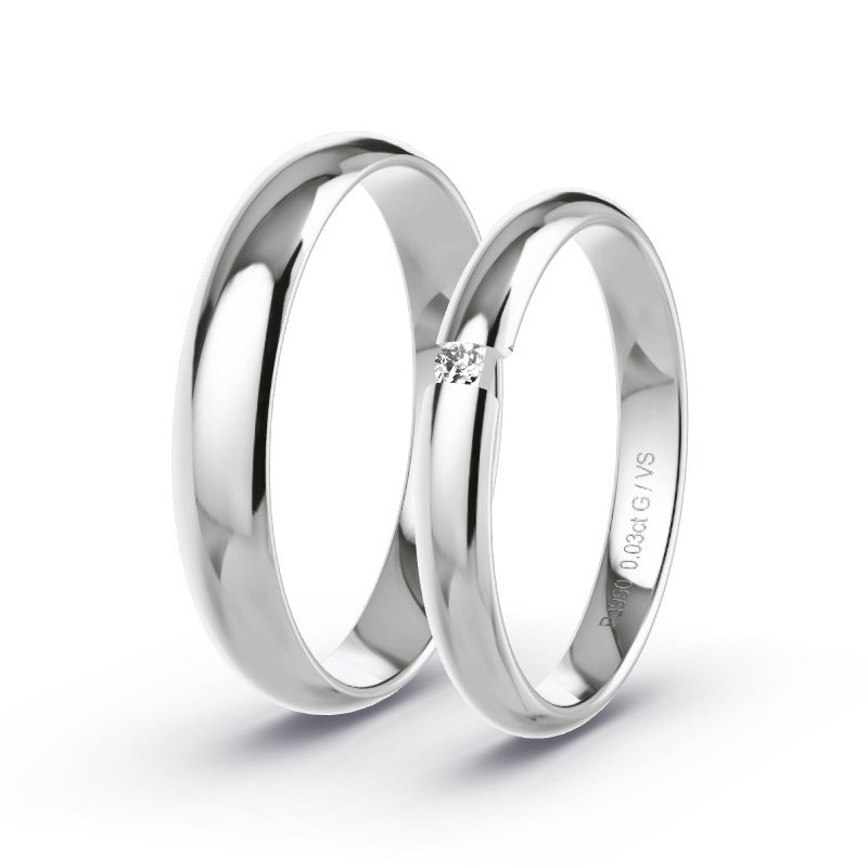 Wedding Rings 950 Palladium - 0.03ct Diamonds - Model N°1720