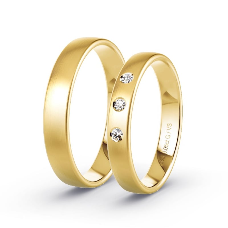 Obrączki ślubne Żółte złoto 585 - 0.06 ct diamentem - Model N°1725
