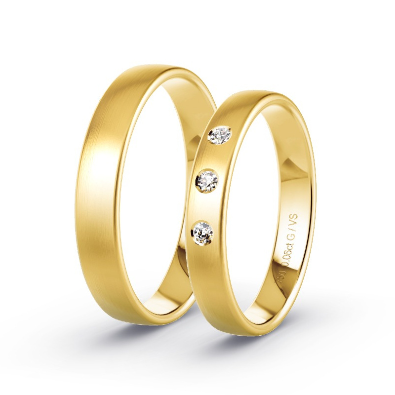 Obrączki ślubne Żółte złoto 750 - 0.06 ct diamentem - Model N°1725