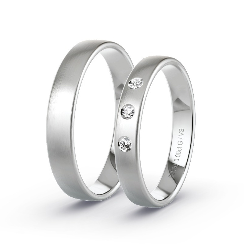 Wedding Rings 950 Palladium - 0.06ct Diamonds - Model N°1725