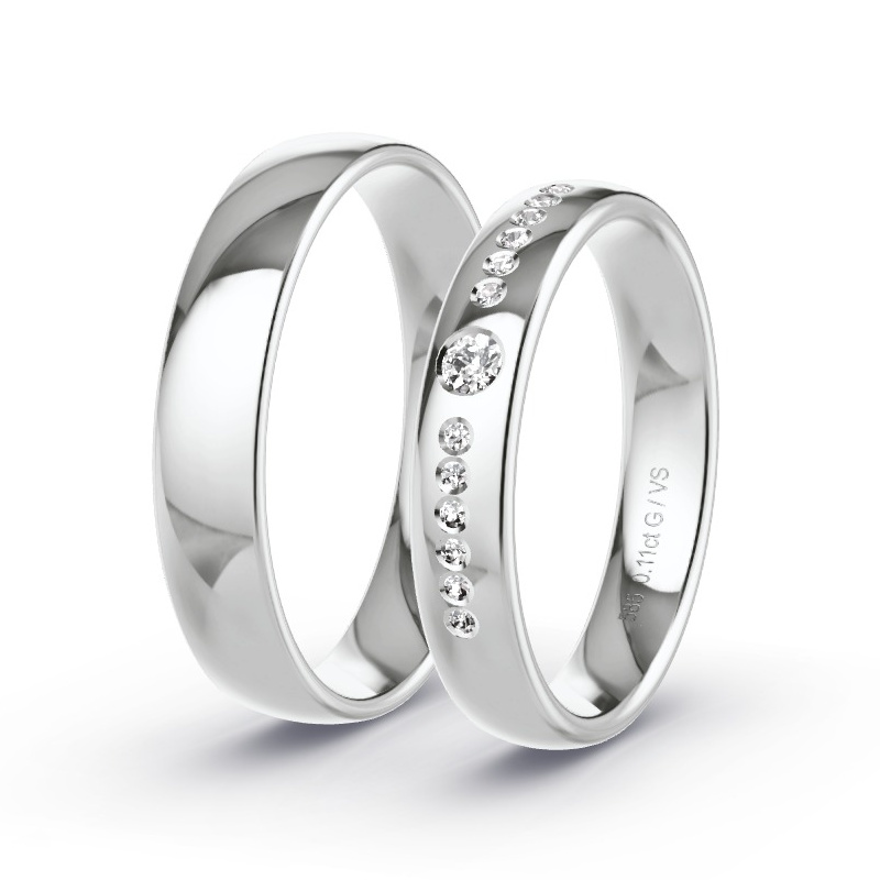 Wedding Rings 14ct White Gold - 0.11ct Diamonds - Model N°1727