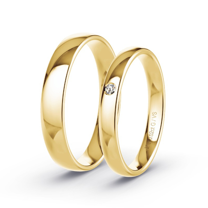 Wedding Rings 9ct Yellow Gold - 0.02ct Diamonds - Model N°1731